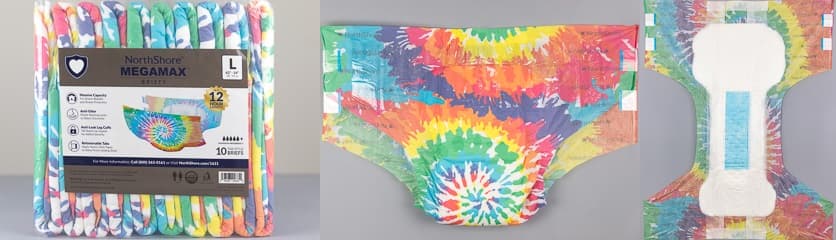 Northshore MegaMax Briefs Large Tie-Dye adult diaper pictures