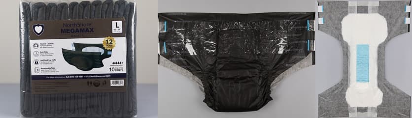 Northshore MegaMax Briefs Large Black adult diaper pictures