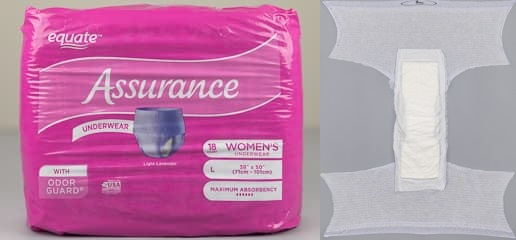 Assurance Equate Walmart Womens Underwear Large