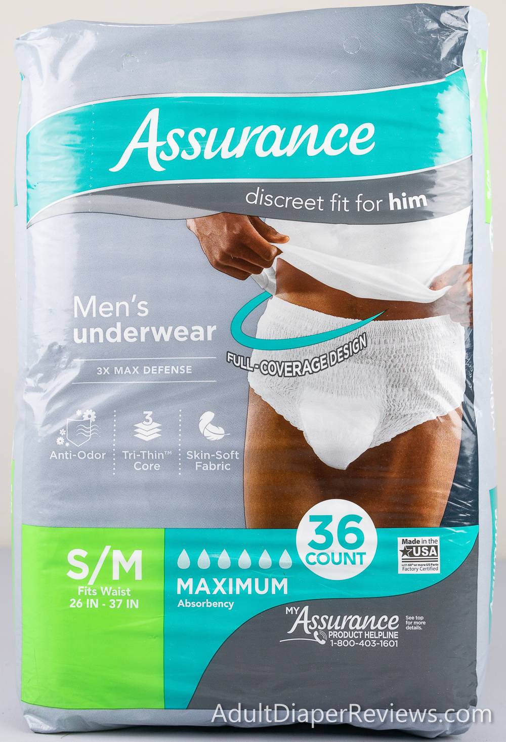 Assurance Mens Underwear Maximum Small Medium