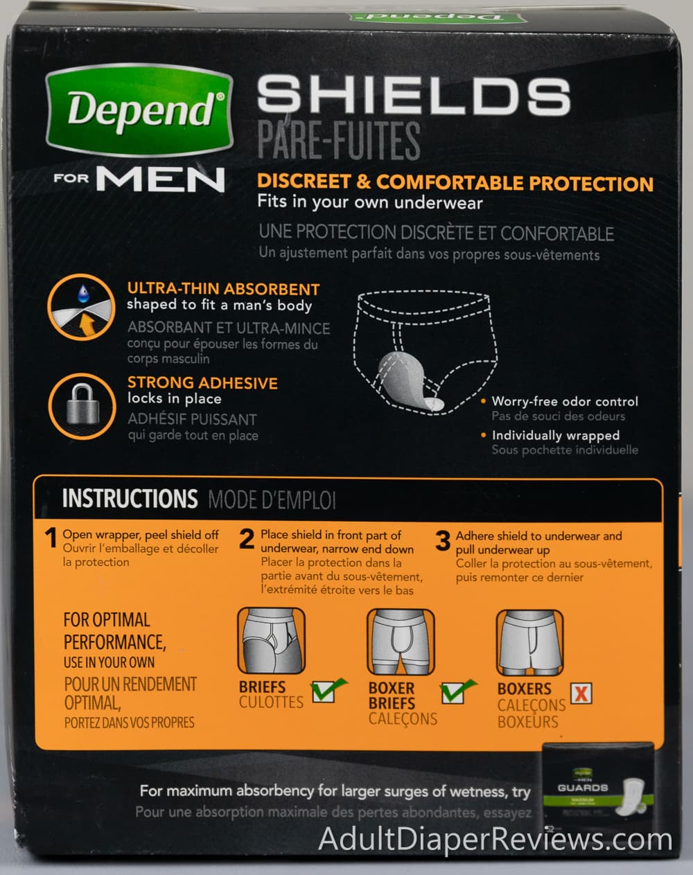 Depend Men Shields Light Bag Right