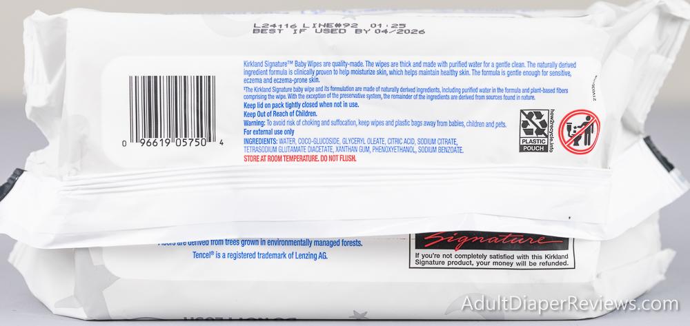 Kirkland Baby Wipes Fragrance Free Bottom Showing UPC