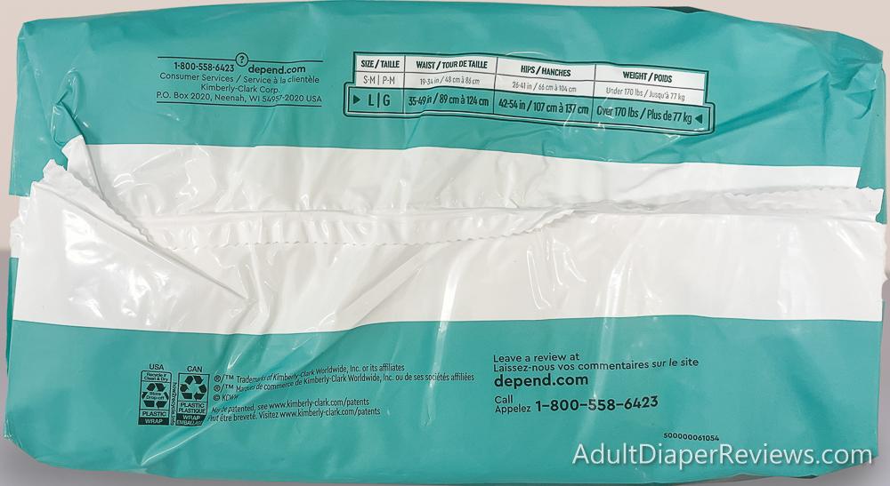 New Depend Adult Diapers bottom of bag