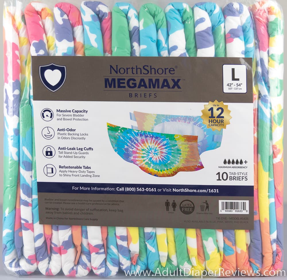 Northshore MegaMax Briefs Large Tie-Dye adult diaper review