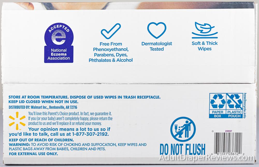 Parents Choice Ultra Sensitive Wipes Box Bottom With UPC