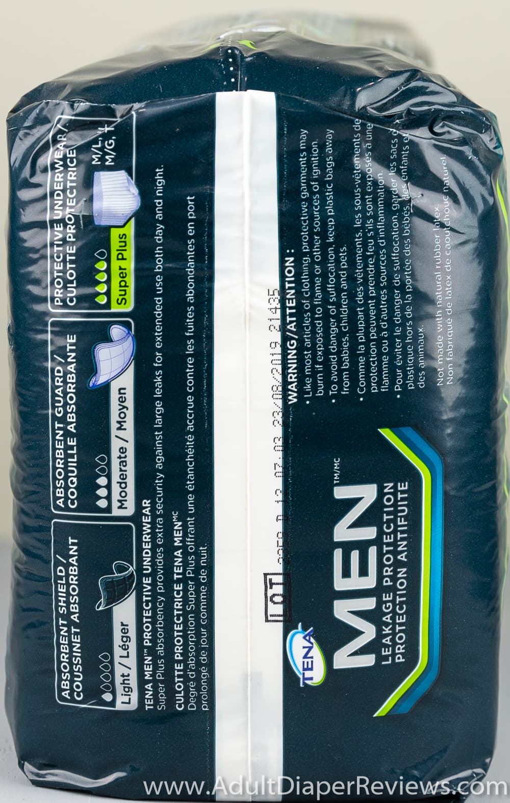 Tena Men Super Plus Medium Large Underwear Bag Left